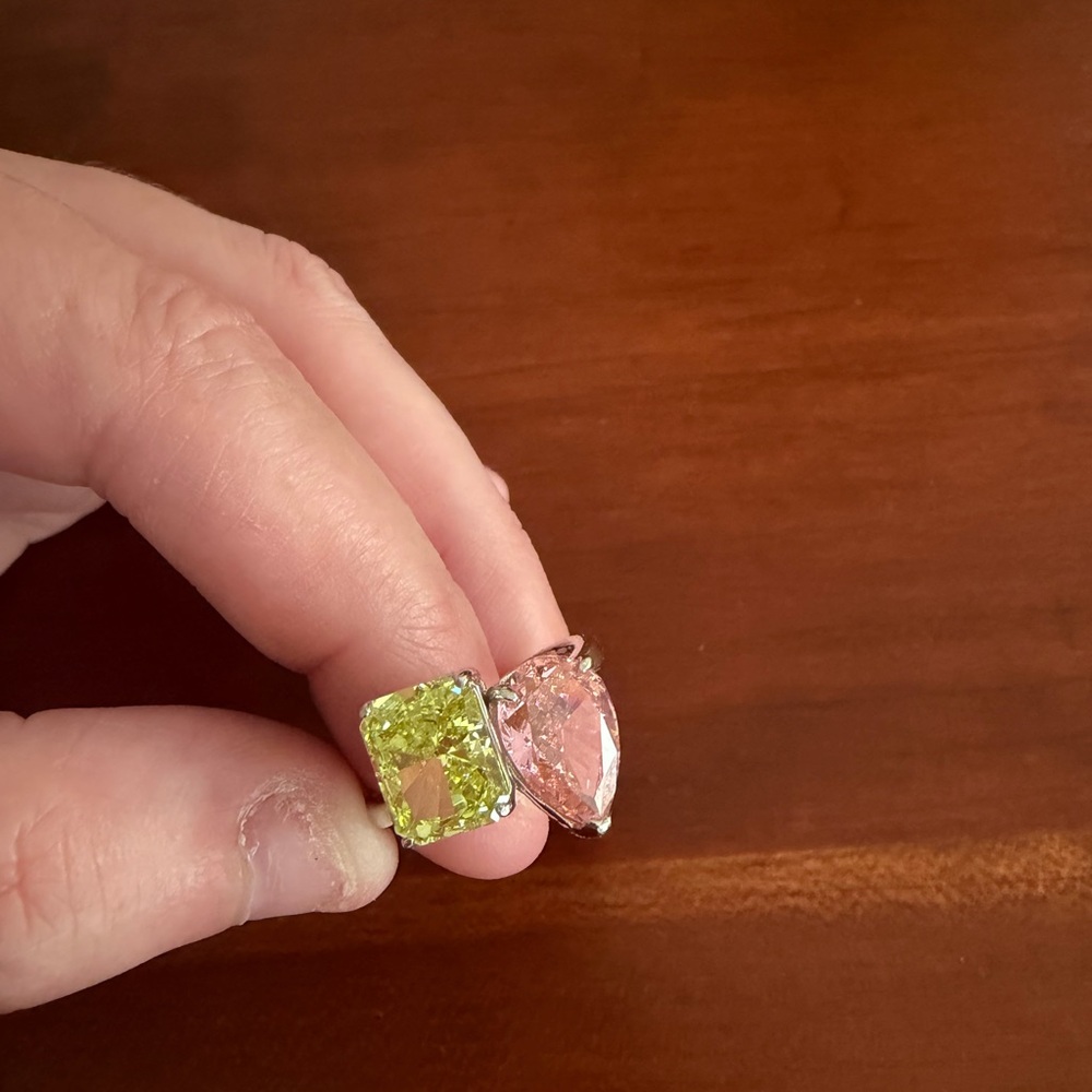 Pink and yellow Statement Gemstone Ring - Women Jewelry